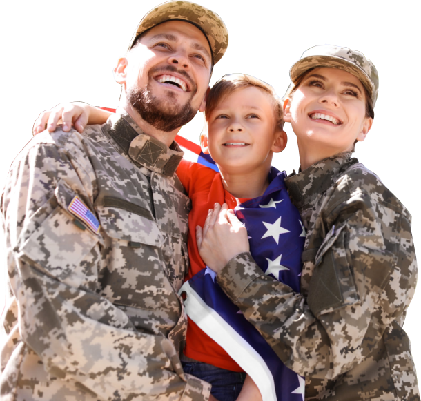 happy family of troops